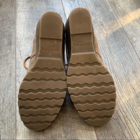 Sperry Celeste Prow Tan Taupe Wedge Heel Booties Size 10 - Picture 9 of 11